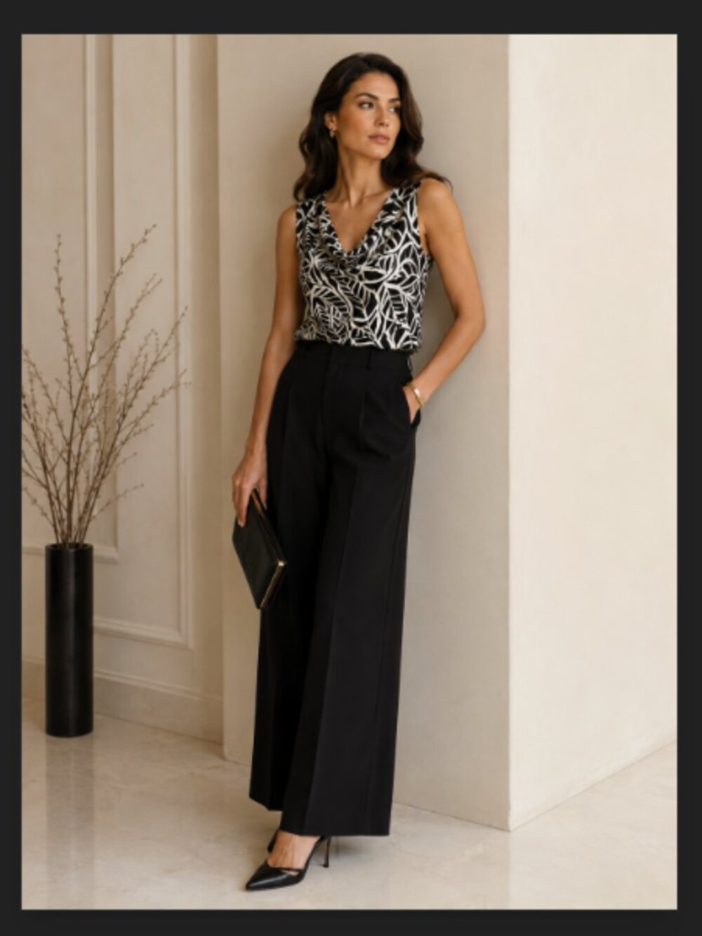 Talbots 100% Silk Black White Sleeveless Blouse Top Cowl Neck BRAND NEW NWT 14